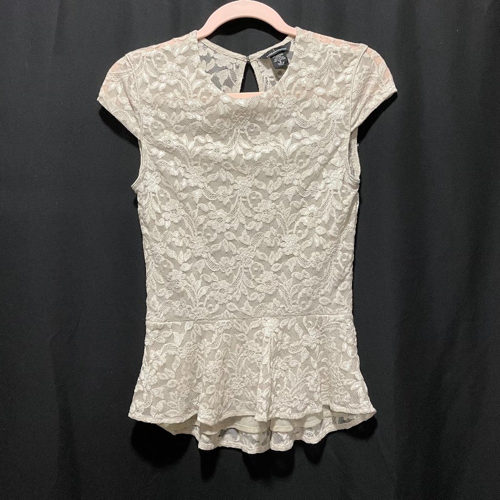 Moda International Cream Mesh and Lace Top
